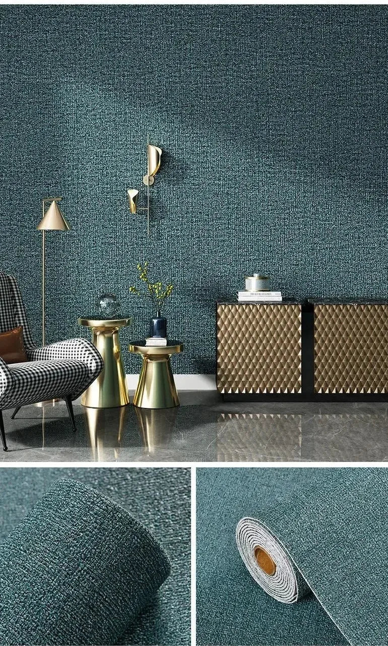 Self-Adhesive XPE Foam Wallpaper – Linen Diatom Mud Wall Sticker Peel & Stick Wallpaper Babs Linen Flax Green 50cmx10m