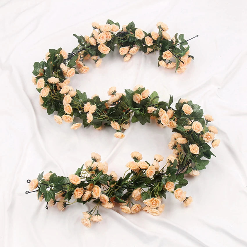 Artificial Silk Rose Vine Garland for Wedding & Home Decor Artificial Flower Garland Babs Champagne 1pc