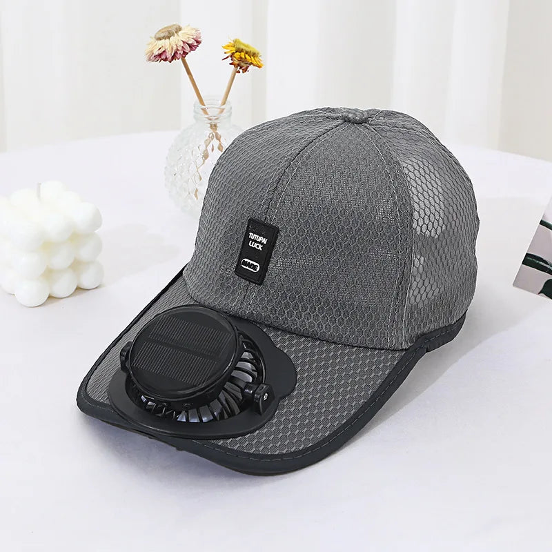 Solar Fan Baseball Cap – Built-In Cooling Fan for Outdoors Solar Fan Hat Babs Dark Gray