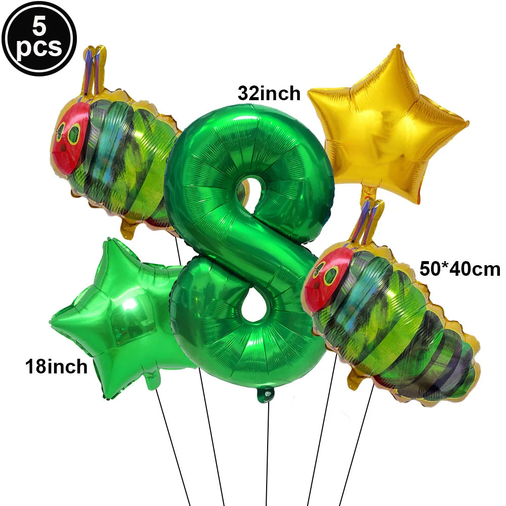 Cartoon Caterpillar Foil Balloon Set – 32" Number Balloons 1–9 Party Foil Balloons Babs Deep Sapphire As pictures show