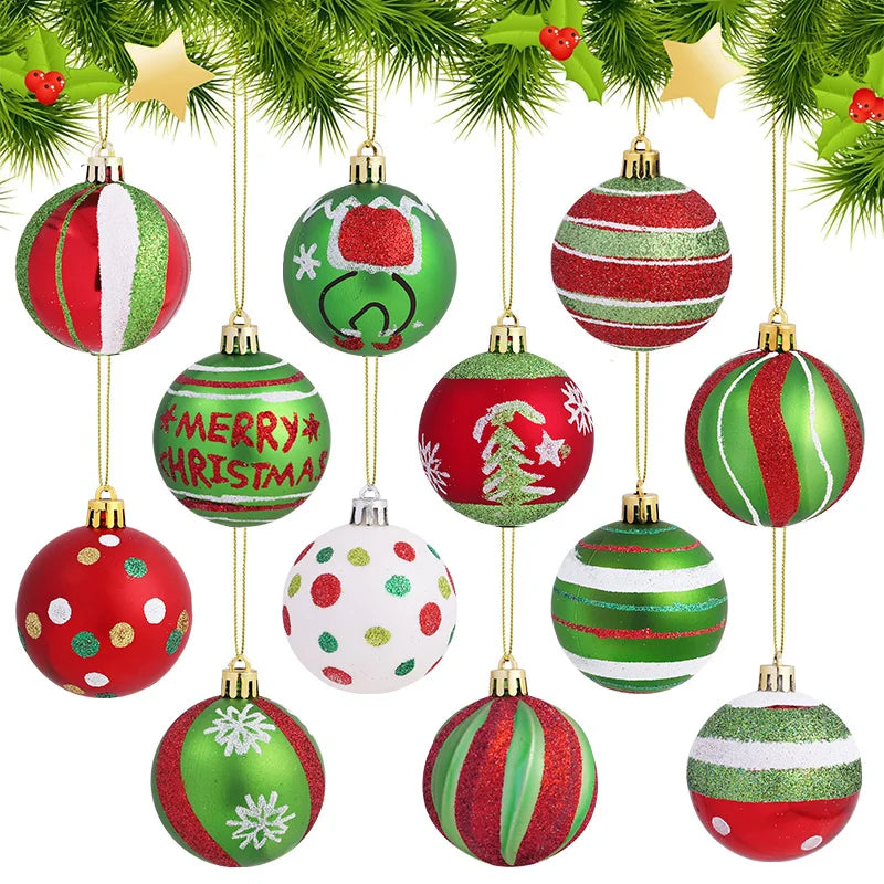 6pcs Green Monster Christmas Ball Ornaments – 6cm Xmas Tree Decor Christmas Tree Ornaments Babs