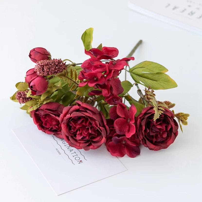 Silk Peony Hydrangea Artificial Flowers – Wedding & Home Décor Artificial Silk Flowers Babs color 5 1pc
