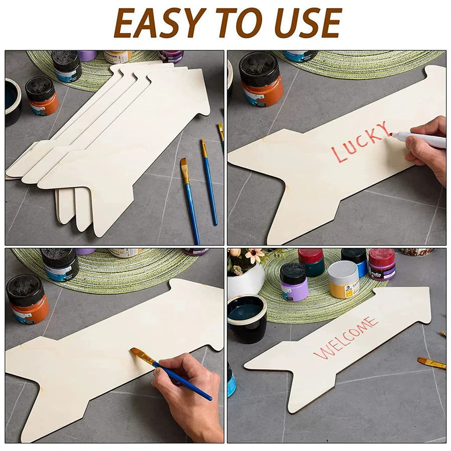 4pcs Unfinished Wooden Arrowhead Shapes – DIY Home Décor Ornaments DIY Wood Craft Blanks Babs