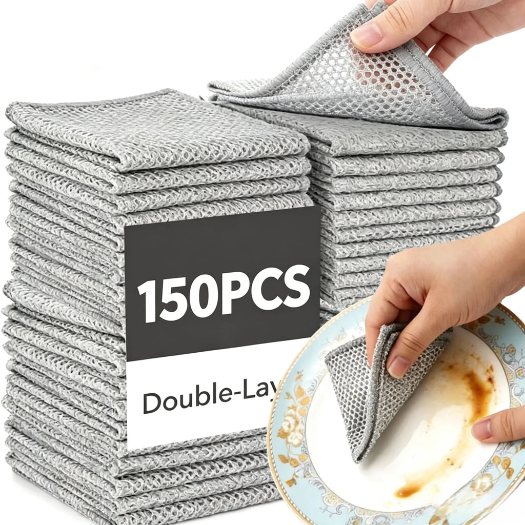 Magic Microfiber Dishcloth – Silver Wire & Built-In Sponge Pad Kitchen Cleaning Cloth Babs