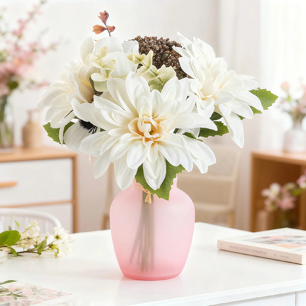 Artificial Silk Dahlia Camellia Bouquet | Wedding & Home Decor Artificial Flower Bouquet Babs