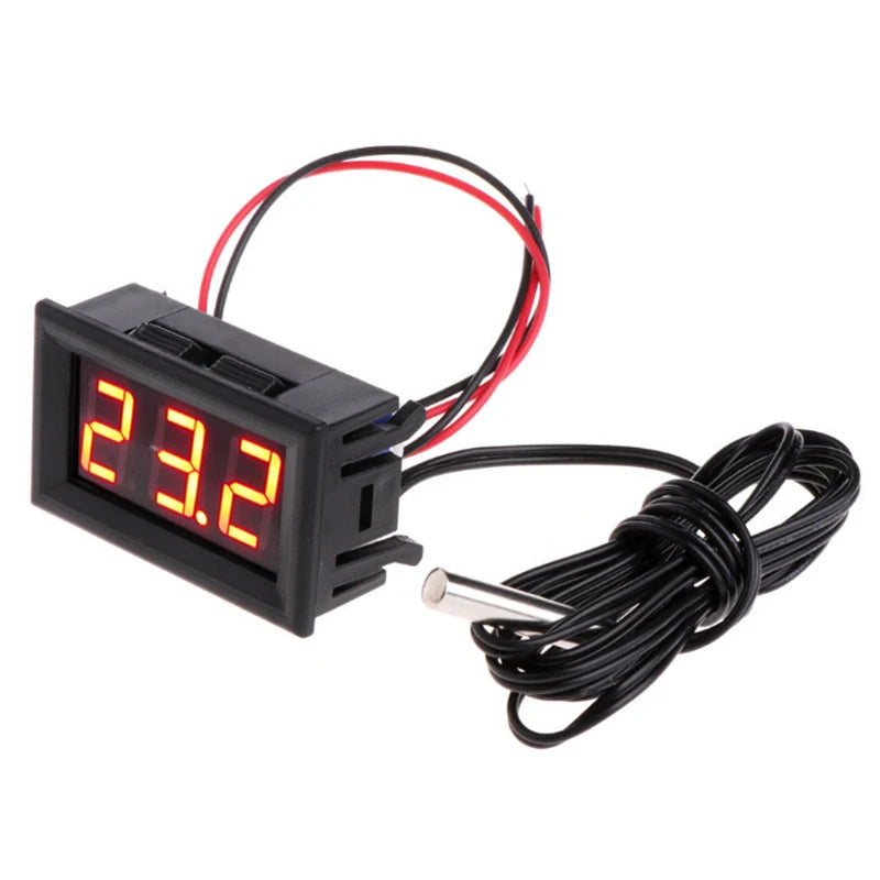 LCD Digital Thermometer DC 5-12V, 1m Probe – Aquarium & Car Digital Thermometer Gauge Babs Red