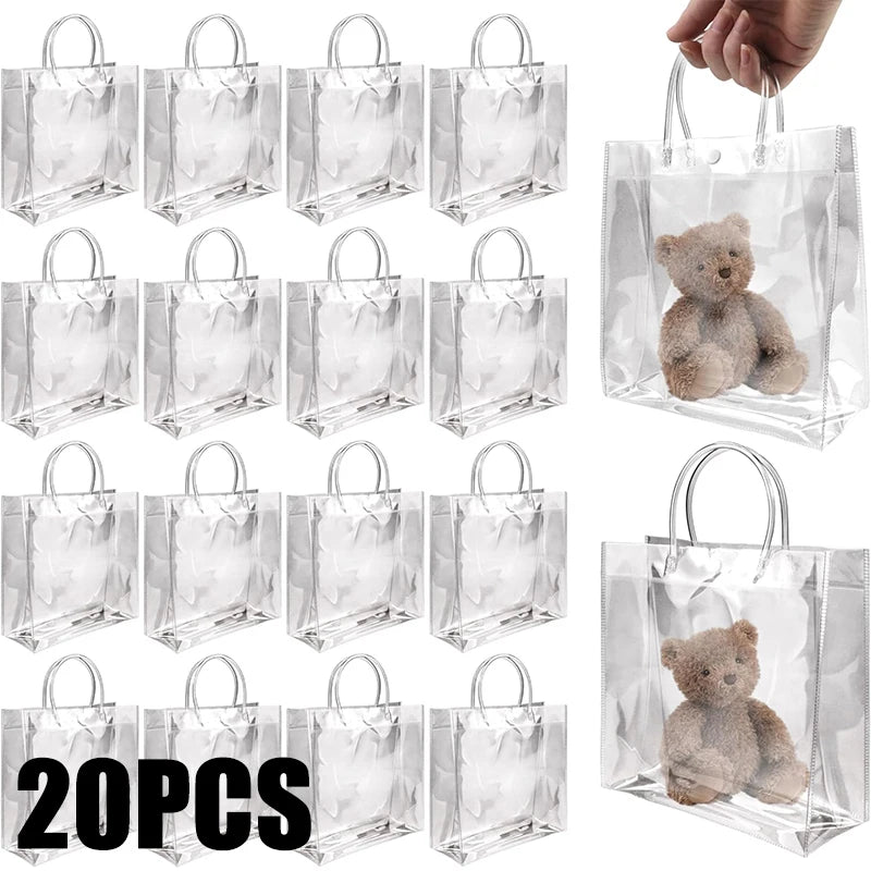 20Pcs Clear PVC Gift Bags with Handle – Party Favors PVC Gift Bags Babs