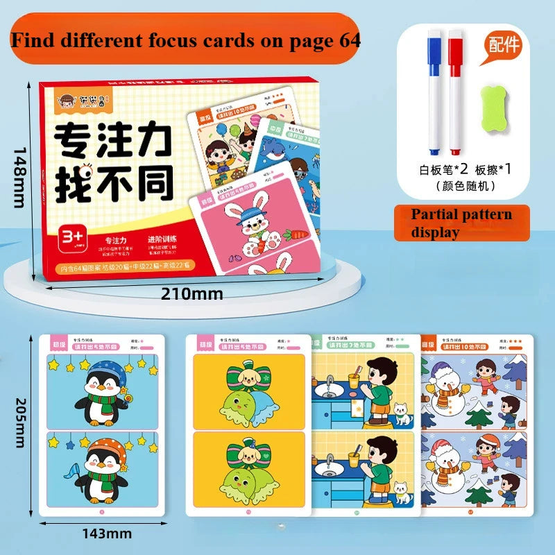 64pcs Montessori Error-Finding Game Cards for Kids | Reusable Educational Game Cards Babs 64 cards with pen
