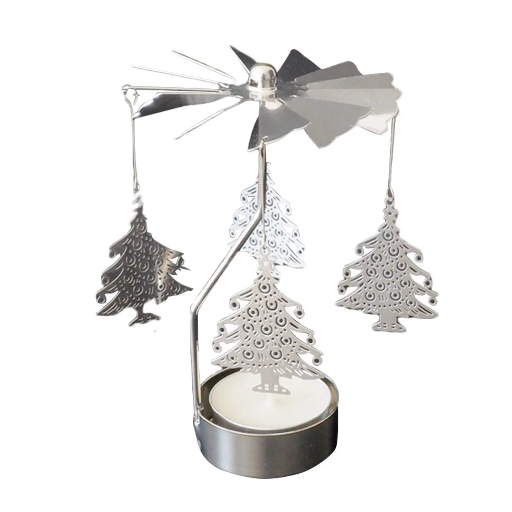 Rotating Carousel Tea Light Candle Holder – Gold & Silver Candle Holder Babs A07