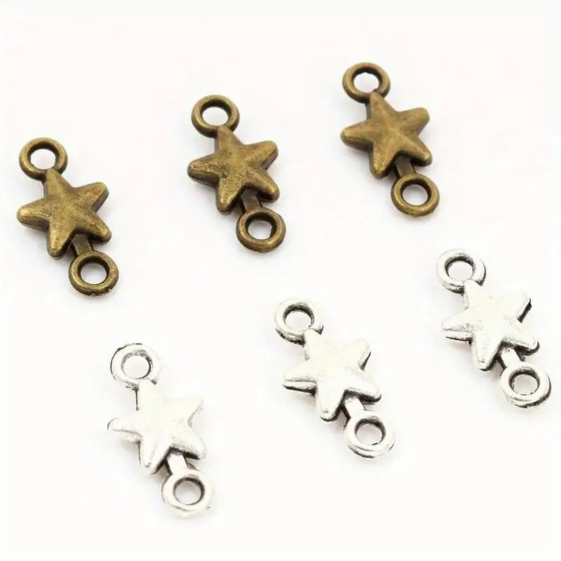 100Pcs Mini Star Connector Charms for DIY Bracelet & Necklace Jewelry Making Charms Babs
