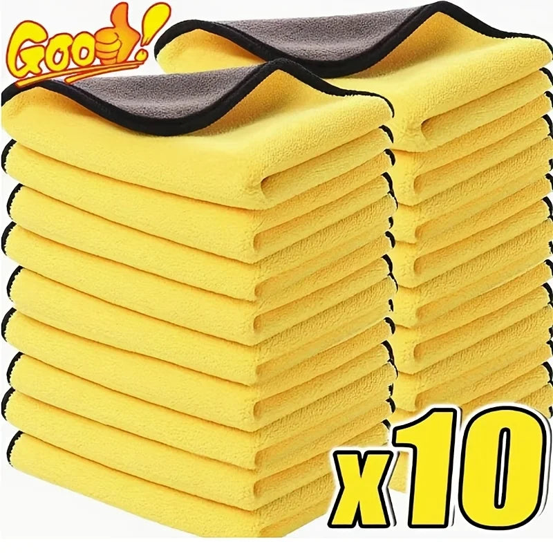 10PCS Thick Microfiber Car Wash Cloths – Double-Sided Towels Car Wash Microfiber Cloth Babs