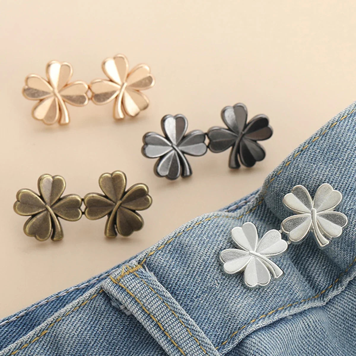 Adjustable Jeans Button Clips – No-Sew Waist Tightener Clothing Button Adjuster Babs