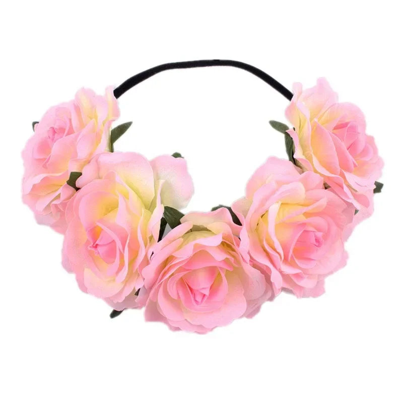 10-Pack Rose Flower Headband Wreath – Wedding & Party Set Floral Wreath Headband Babs 23