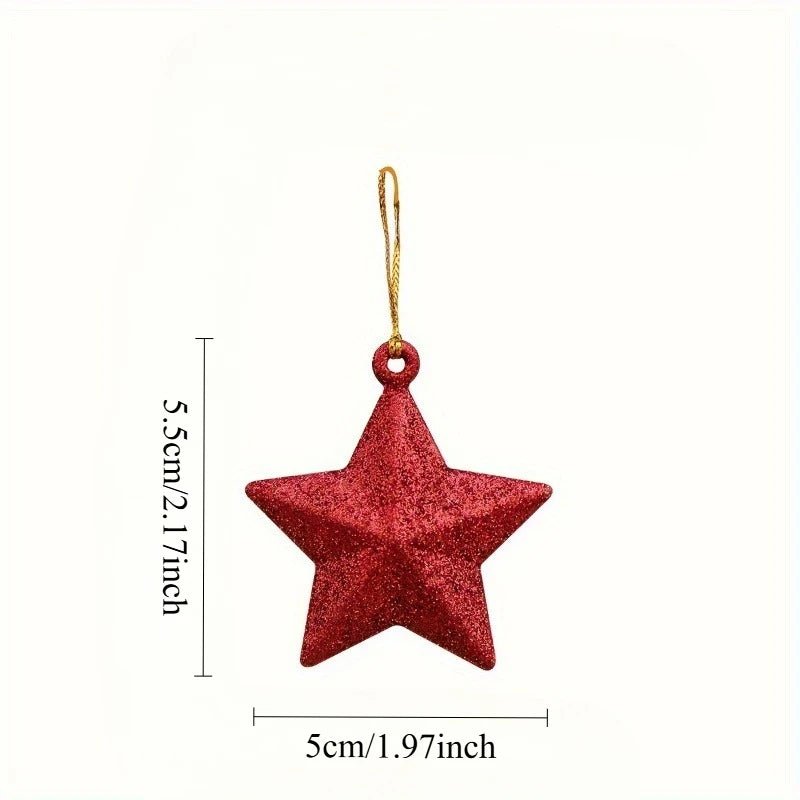 Christmas Tree Glitter Star Pendant Decorations – Festive Set Christmas Tree Ornament Babs