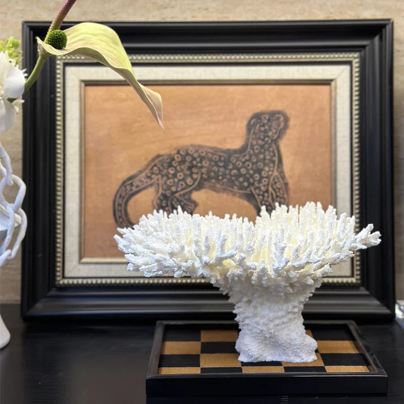 Coral Velvet Resin Figurine | Modern Sculpture Desk Décor Decorative Sculpture Babs