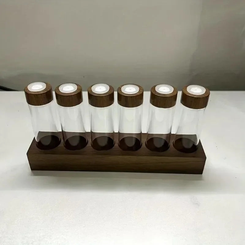 Coffee Bean Test Tube Display Rack – Walnut Wood & Glass Stand Coffee Bean Display Rack Babs