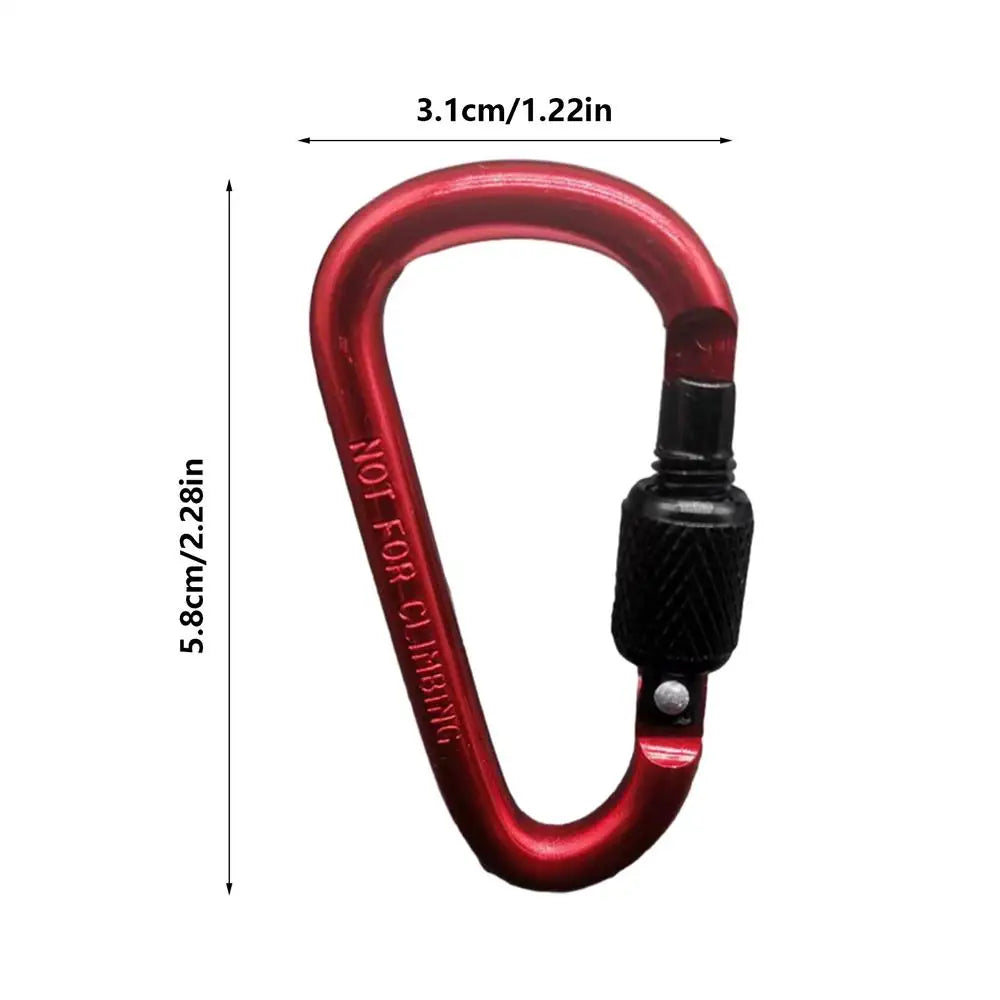 D-Shape Aluminum Carabiner Clip & Paracord Tensioner | Camping Carabiner Clip Babs Red