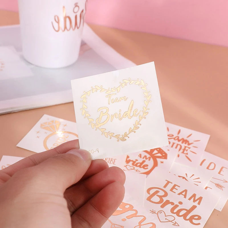 10Pcs Gold Team Bride Tattoo Stickers – Bachelorette Party Temporary Tattoo Stickers Babs