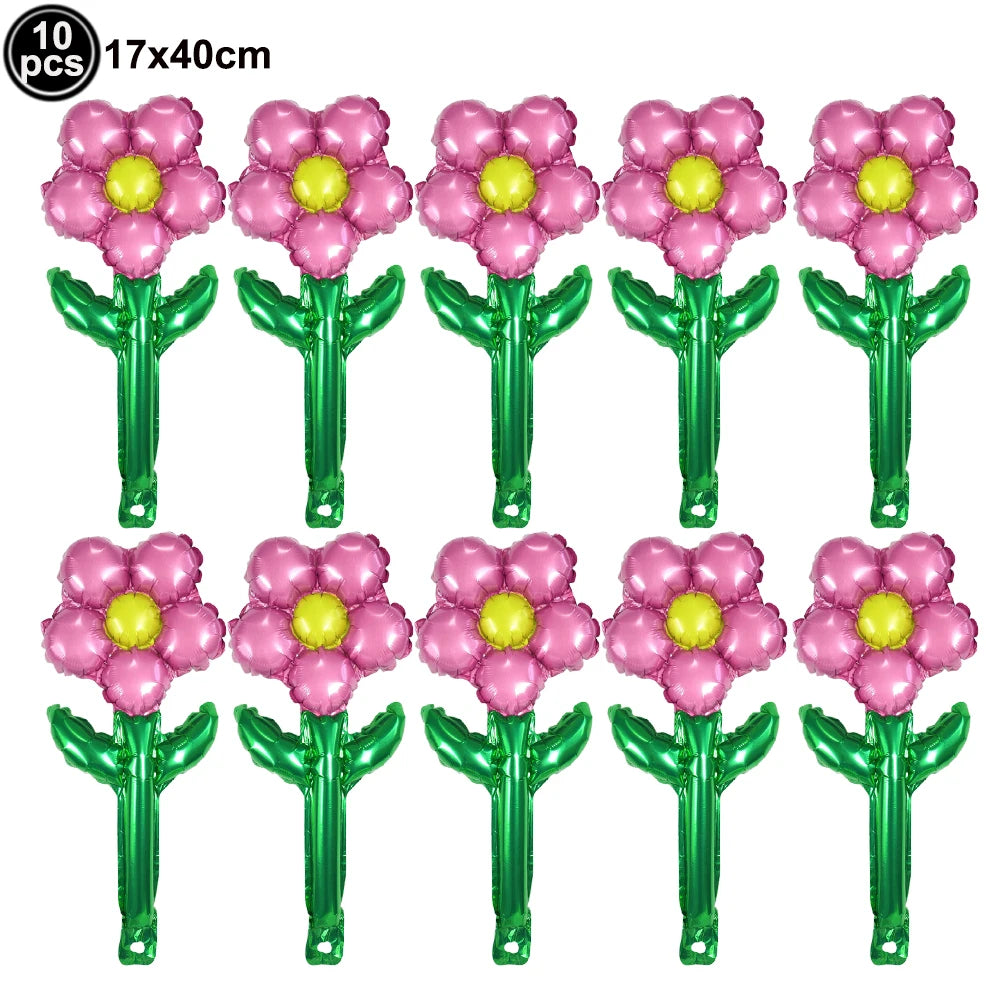 10pcs Mini Rose Flower Balloons – Wedding & Party Décor Foil Party Balloons Babs Dark Khaki As pictures show