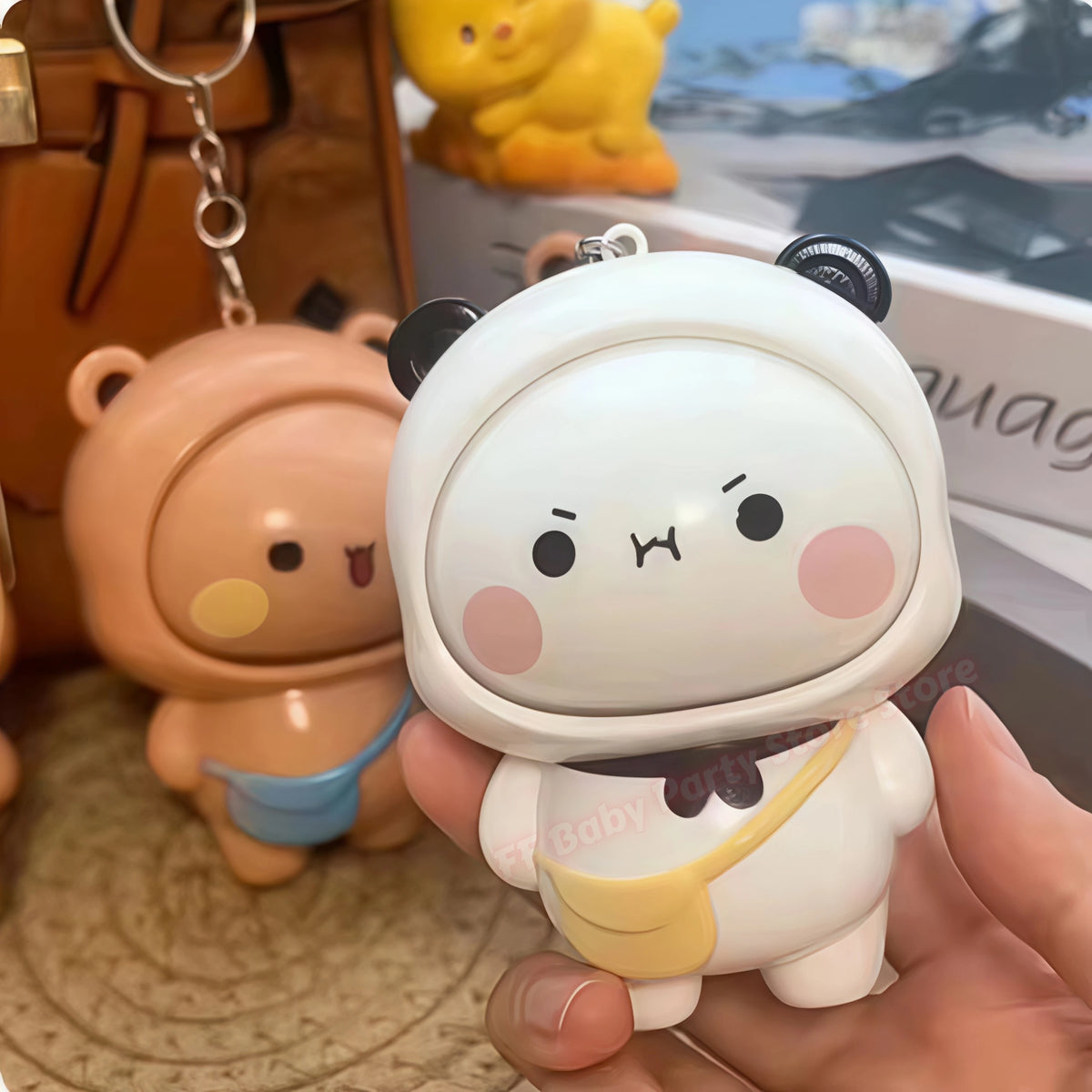Kawaii Panda Bubu & Yier Face Changing Keychain Doll Keychain Pendant Doll Babs