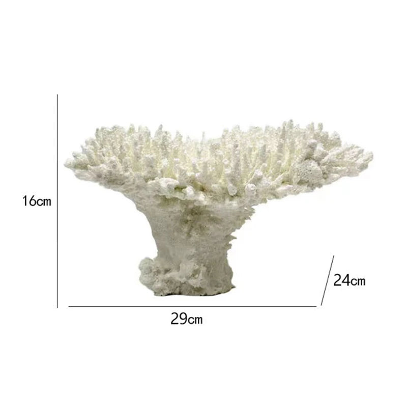 Coral Velvet Resin Figurine | Modern Sculpture Desk Décor Decorative Sculpture Babs White