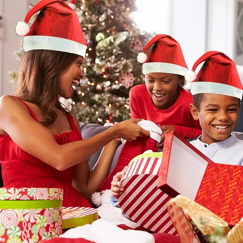 Velvet Border Christmas Hat for Adults & Kids – Santa Style Christmas Hat Babs