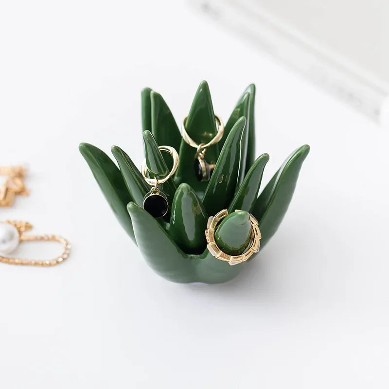 Nordic Ceramic Cactus Aloe Desk Jewelry Organizer Decor Desk Jewelry Organizer Babs