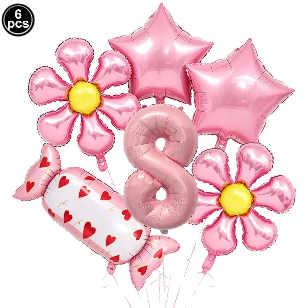 6pc Candy Lollipop Foil Balloon Set – Birthday & Party Décor Party Foil Balloons Babs Light Grey As pictures show