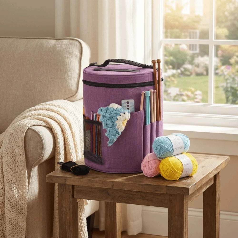 Large Yarn Storage Bag – Multi-Pocket Knitting Crochet Tote Yarn Storage Bag Babs
