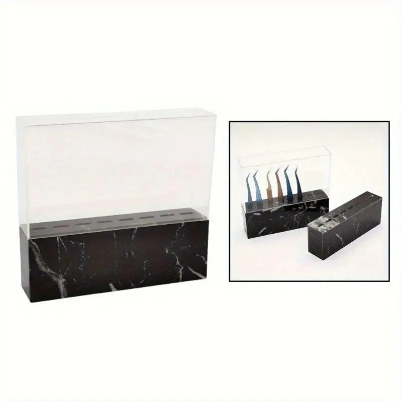 8-Hole Eyelash Tweezer Organizer Stand – Acrylic Storage Rack Beauty Tool Organizer Babs black