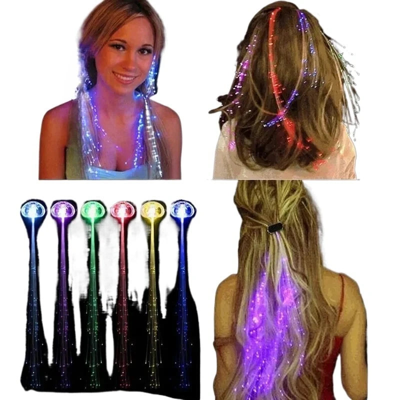60pcs LED Fiber Optic Hair Clips – Glowing Braid Accessories LED Hair Accessories Babs