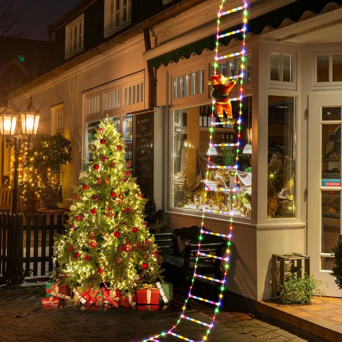 LED Christmas Ladder Light with Climbing Santa Claus | 3M Christmas LED Lights Babs