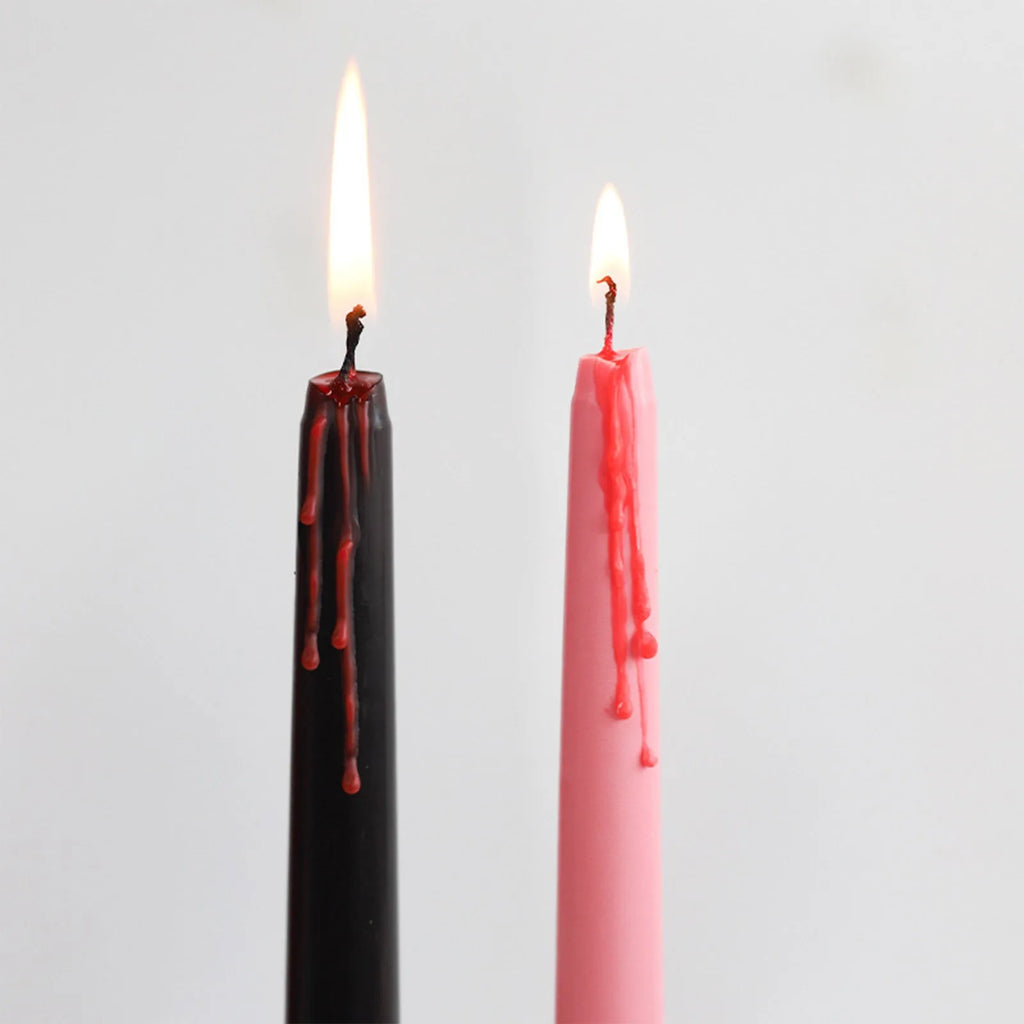 4-Pack Gothic Dripping Taper Candles – Halloween Party Décor Gothic Taper Candles Babs