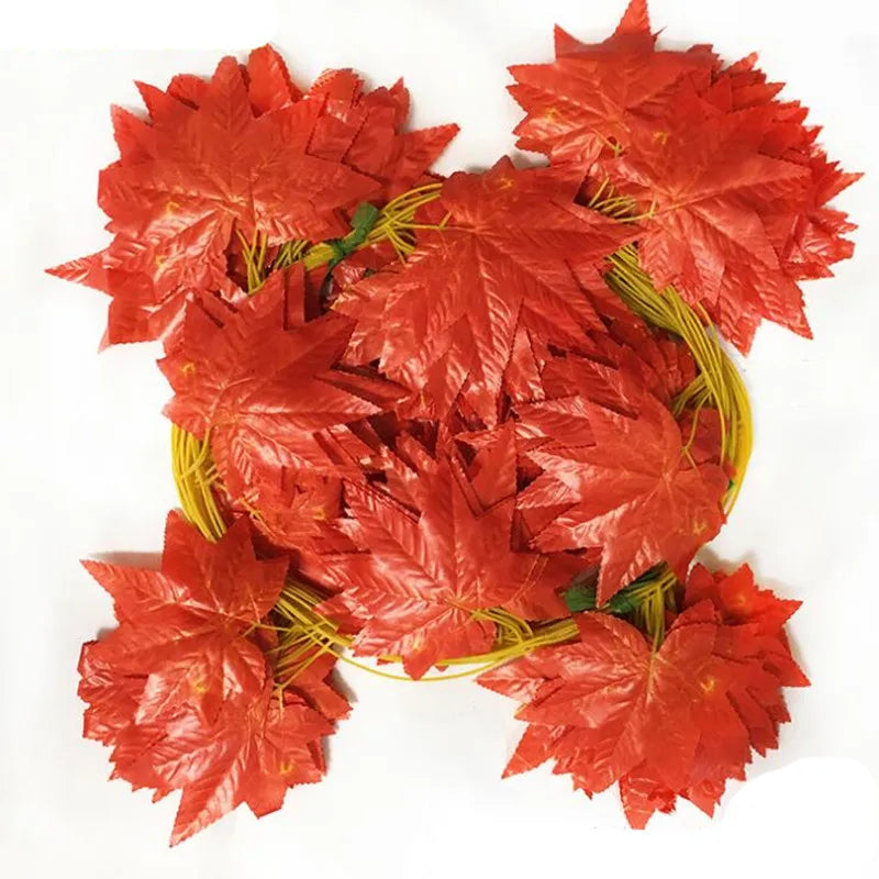 24pcs Red Maple Leaf Vine Garland – Artificial Rattan Decor Artificial Leaf Garland Babs