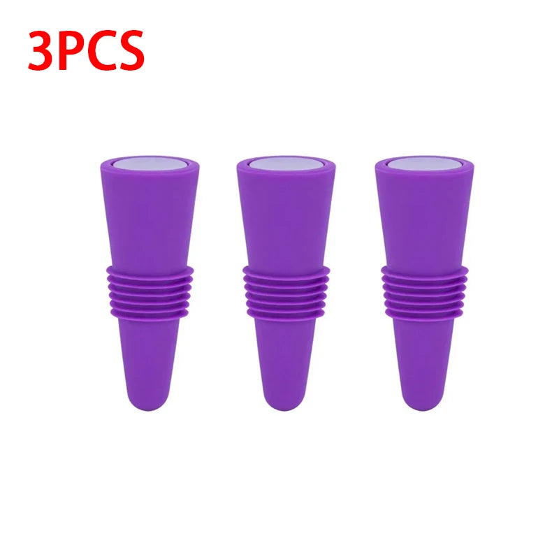 Reusable Silicone Vacuum Wine & Champagne Bottle Stopper Wine Bottle Stopper Babs 3pcs Purple