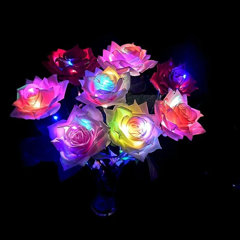 20Pcs LED Flashing Silk Rose Bouquet – Artificial Flower Décor LED Artificial Flowers Babs