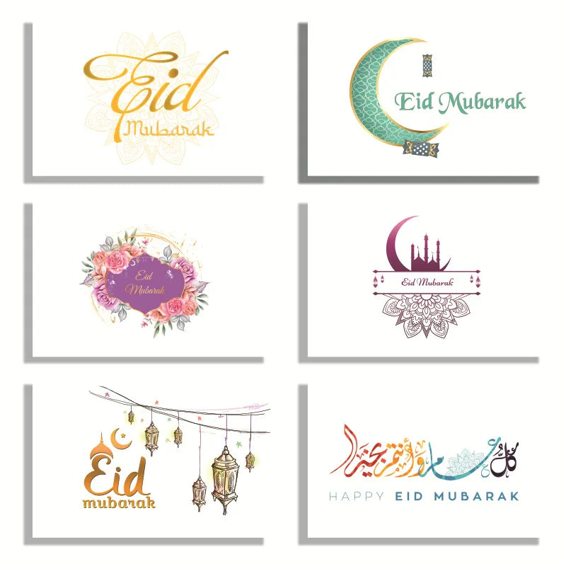 6pcs Eid Mubarak Greeting Cards with Envelopes – Ramadan Set Greeting Card Set Babs