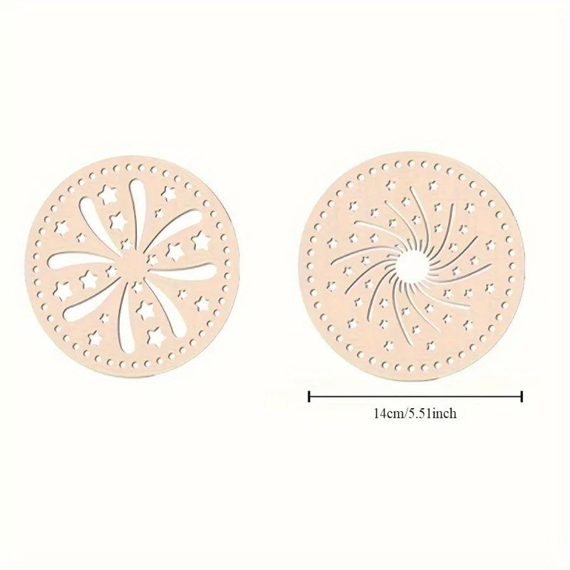 2pcs Natural Wood Crochet Basket Bottom Circle – 14cm DIY Base Crochet Craft Base Babs