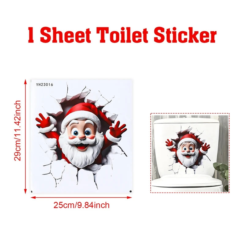 Christmas Snowman Toilet Sticker – Xmas Bathroom Decor 2025 Holiday Bathroom Sticker Babs style 2