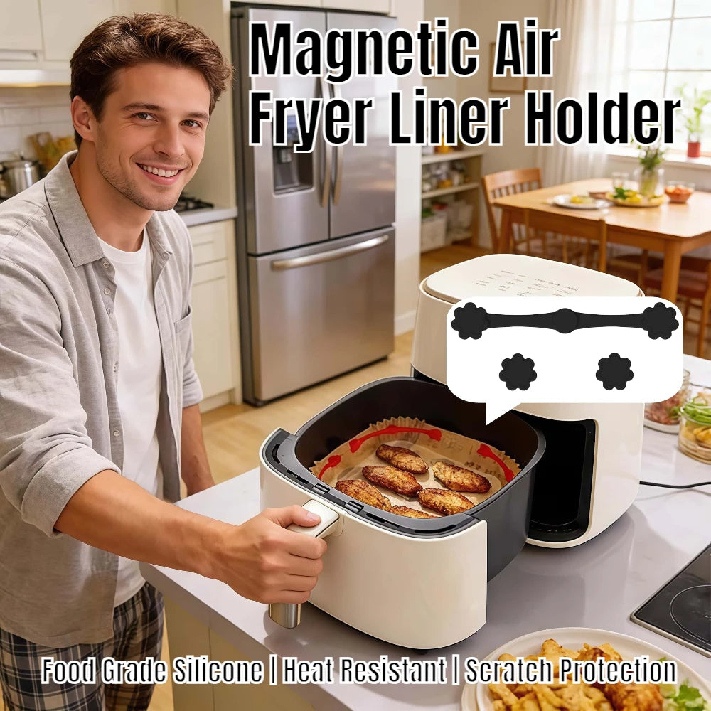 Magnetic Air Fryer Parchment Holder – Silicone Liner Clip Air Fryer Accessory Babs