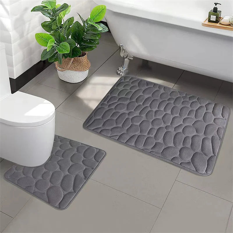Cobblestone Memory Foam Bath Mat – Non-Slip Bathroom Rug Memory Foam Bath Mat Babs