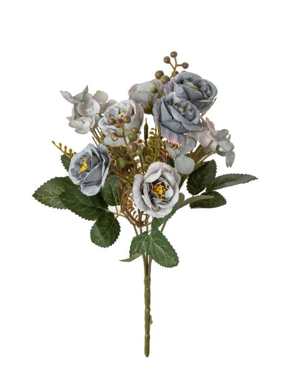 Silk French Rose Artificial Flower Bouquet – Wedding & Home Decor Artificial Flower Bouquet Babs Color 1 1 pc