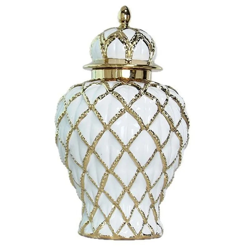 Electroplated Ceramic Vase – Luxury Ikebana Flower Decor Decorative Ceramic Vase Babs White-Large