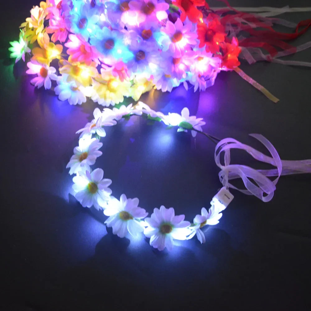 12-Pack LED Flower Crown Headbands – Glow Party Supplies LED Flower Headband Babs