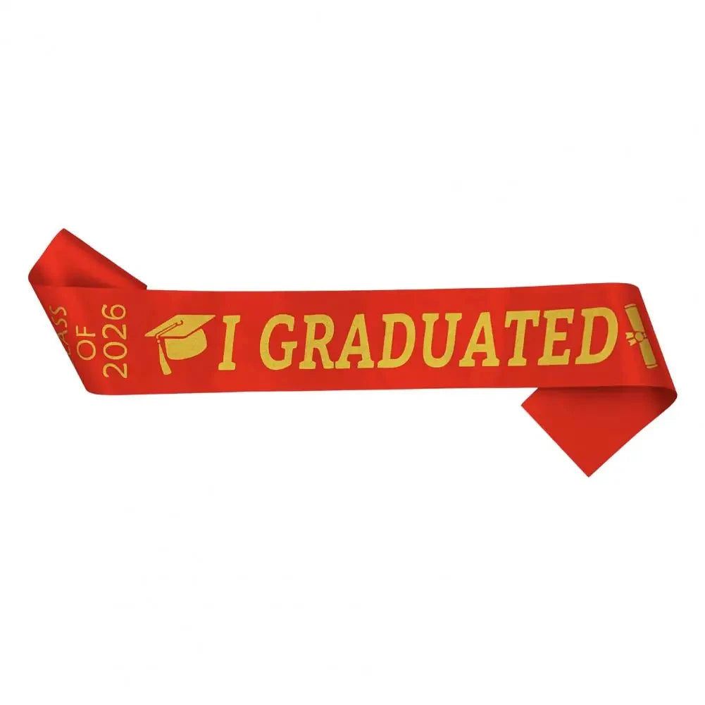 Class of 2026 Graduation Sash – Adjustable Satin Stole Graduation Sash Babs Red 5pcs
