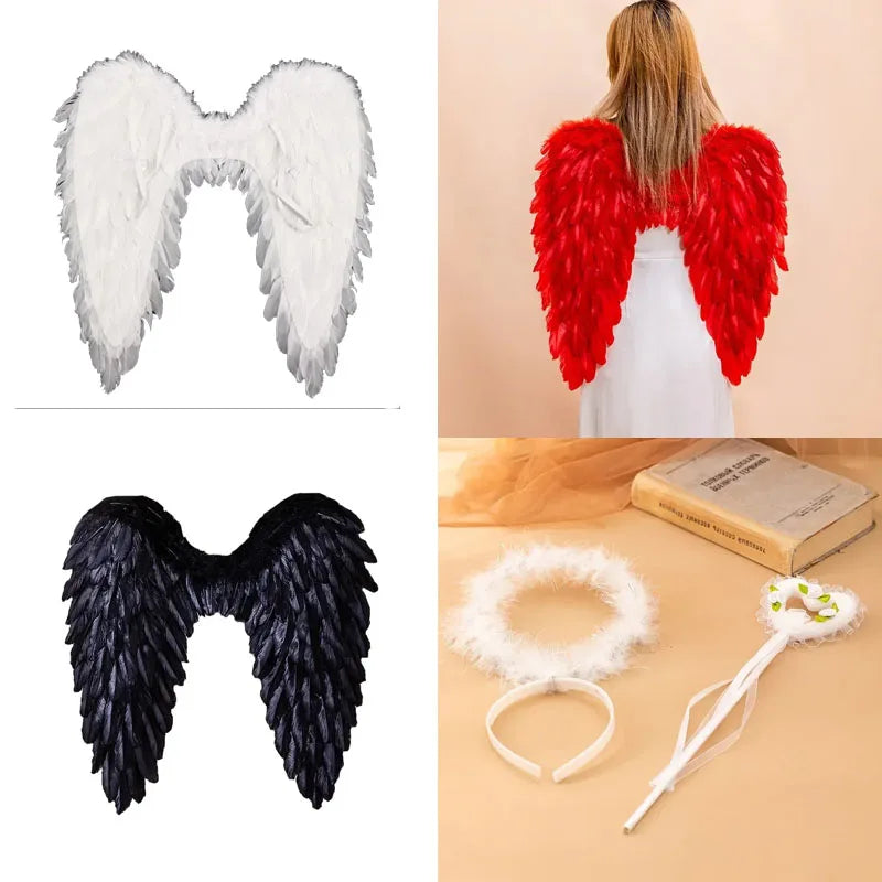 Feather Angel Wings Costume Prop – Wedding, Halloween & Party Costume Wings Babs