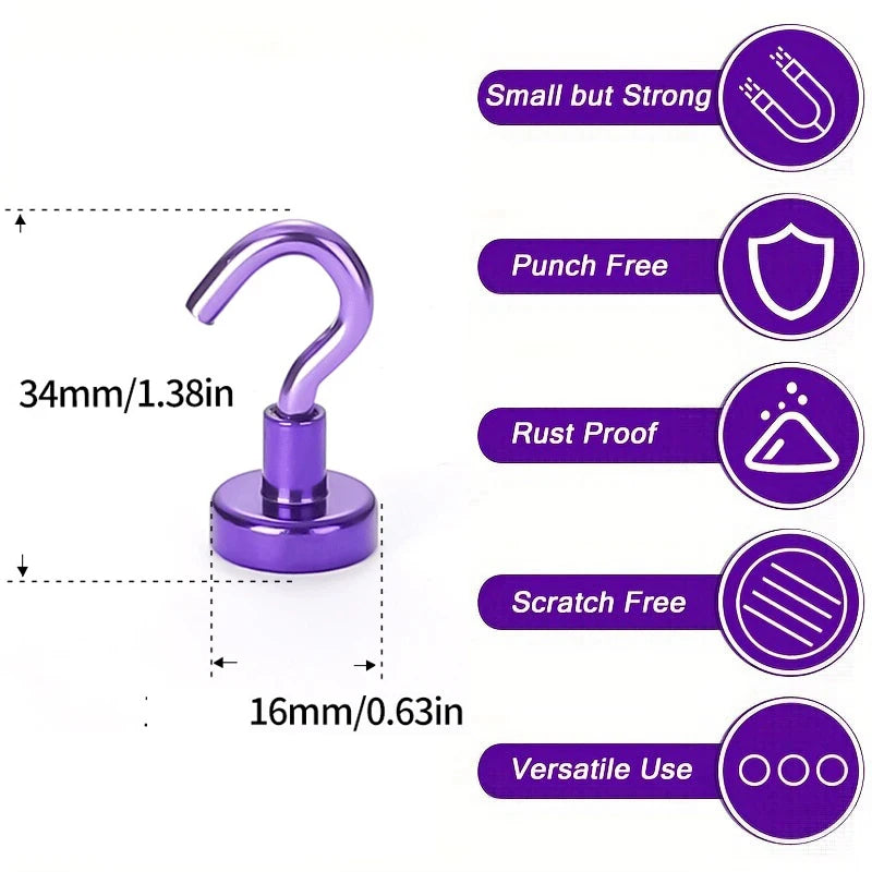 Magnetic Hooks 8-Pack – Heavy-Duty Stainless Steel Organizer Magnetic Hooks Babs