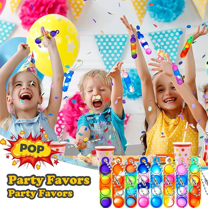 Mini Pop Keychain Fidget Toys – Kids Party Favors 10/30 Pcs Fidget Keychain Toy Babs