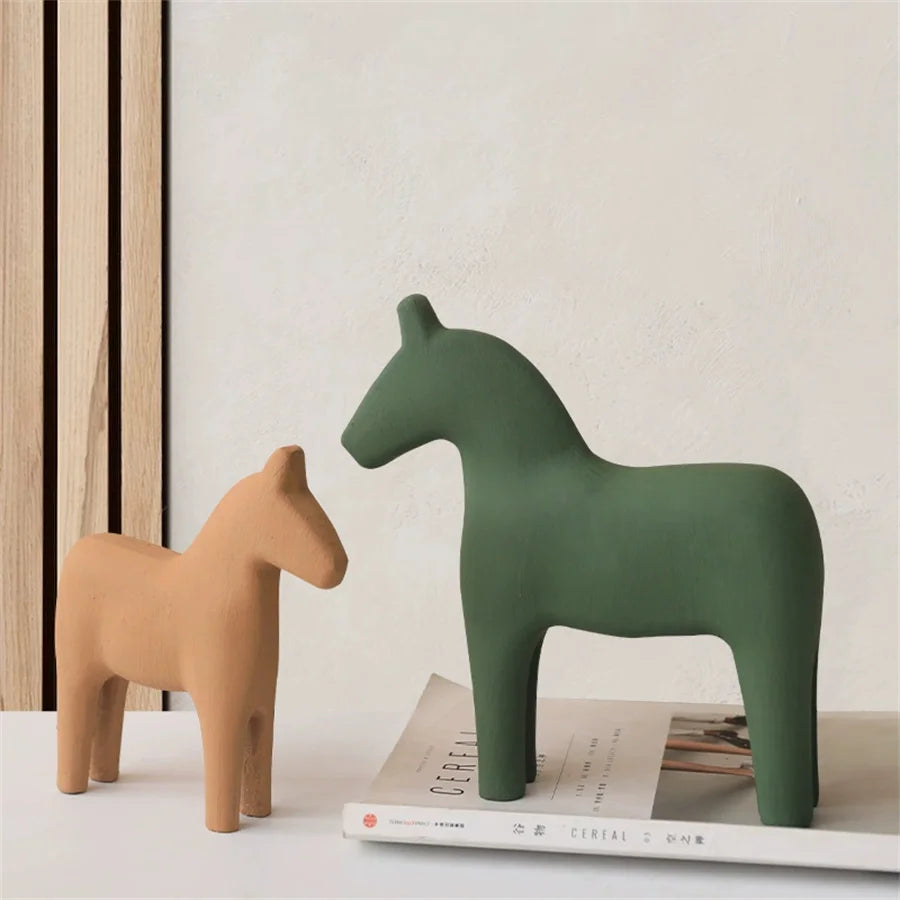 Modern Minimalist Dala Horse Wood Figurine Home Décor Decorative Figurine Babs