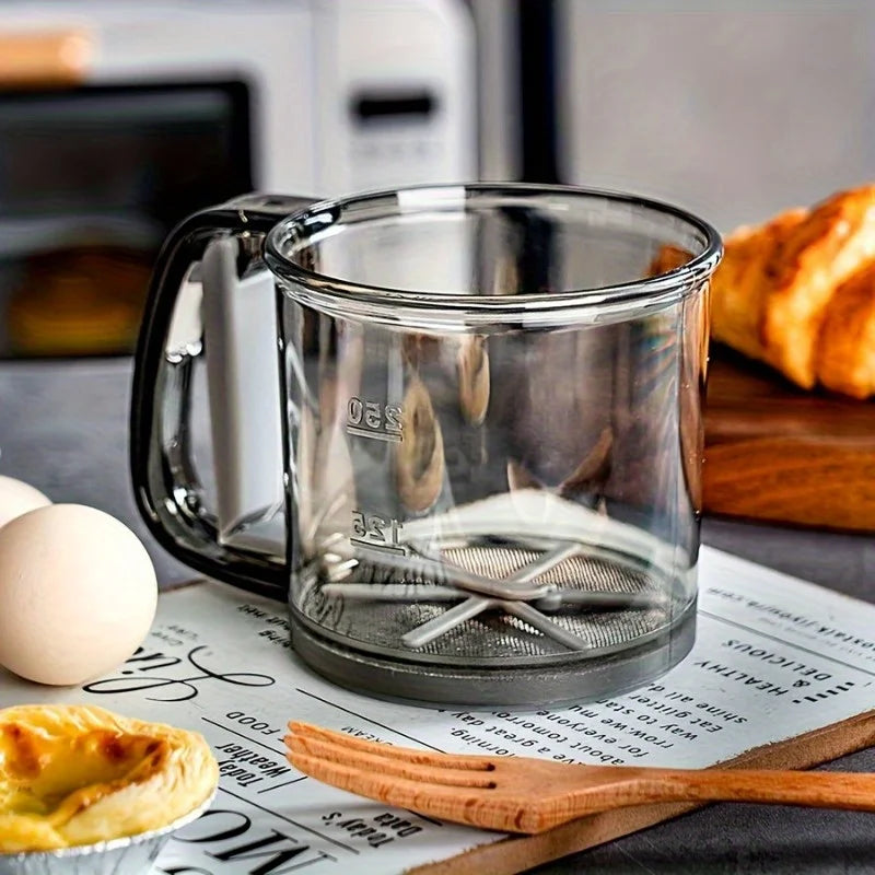 Transparent Semi-Automatic Handheld Flour Sieve Baking Tool Handheld Flour Sieve Babs